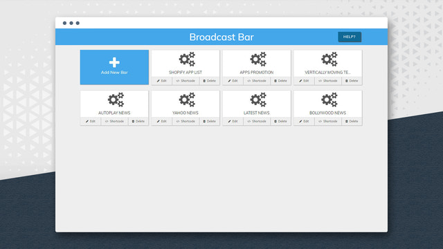 Dashboard for broadcast bar