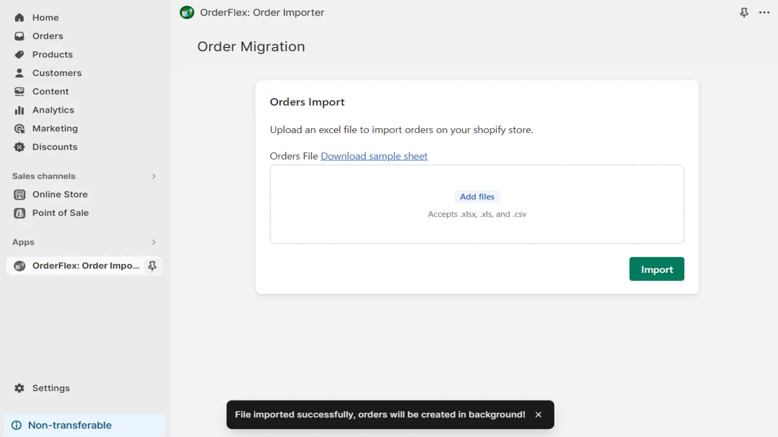 OrderFlex: Order Importer Screenshot