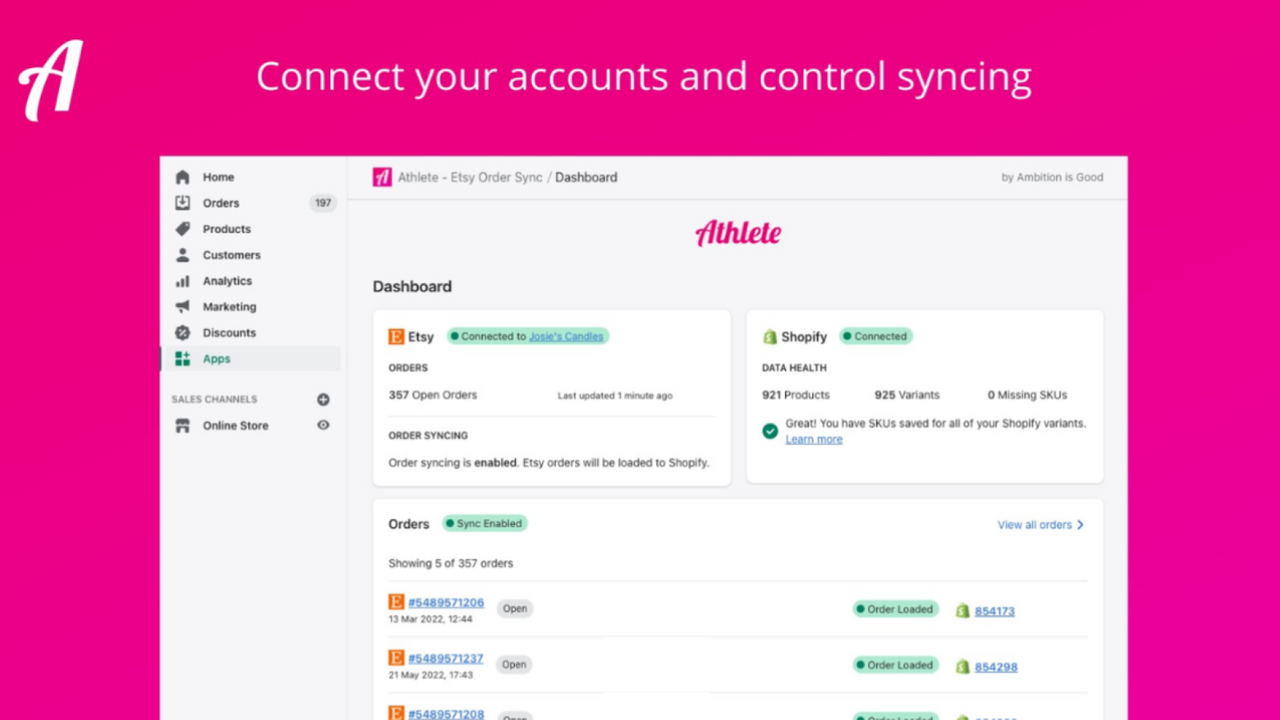 Athlete dashboard side