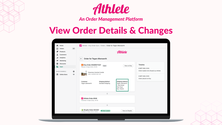 Athlete ‑ Etsy Order Sync Screenshot