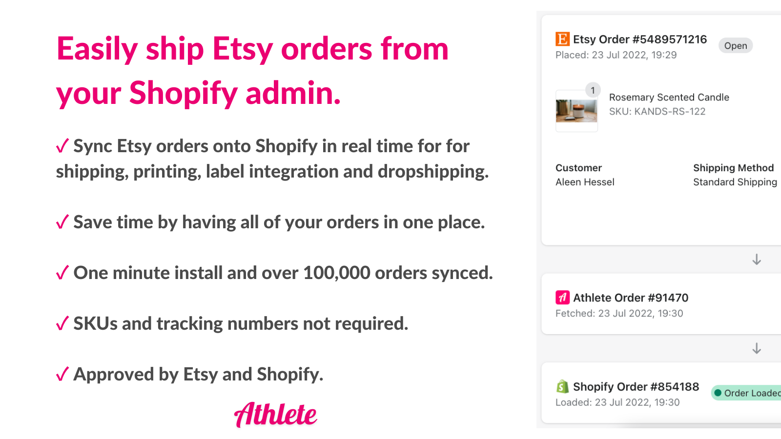 Athlete - Etsy bestelling synchronisatie