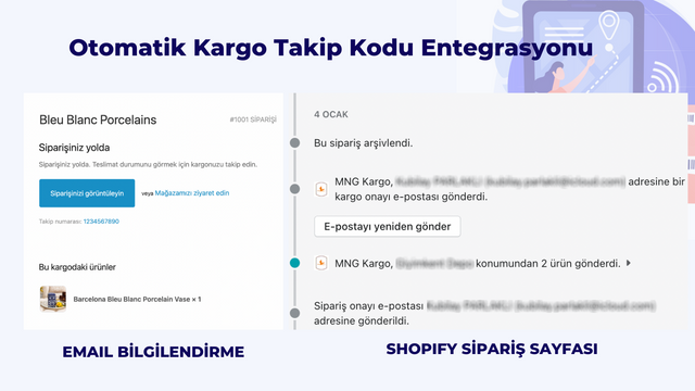 Integración de MNG Kargo Shopify Código de Seguimiento de Carga Automático