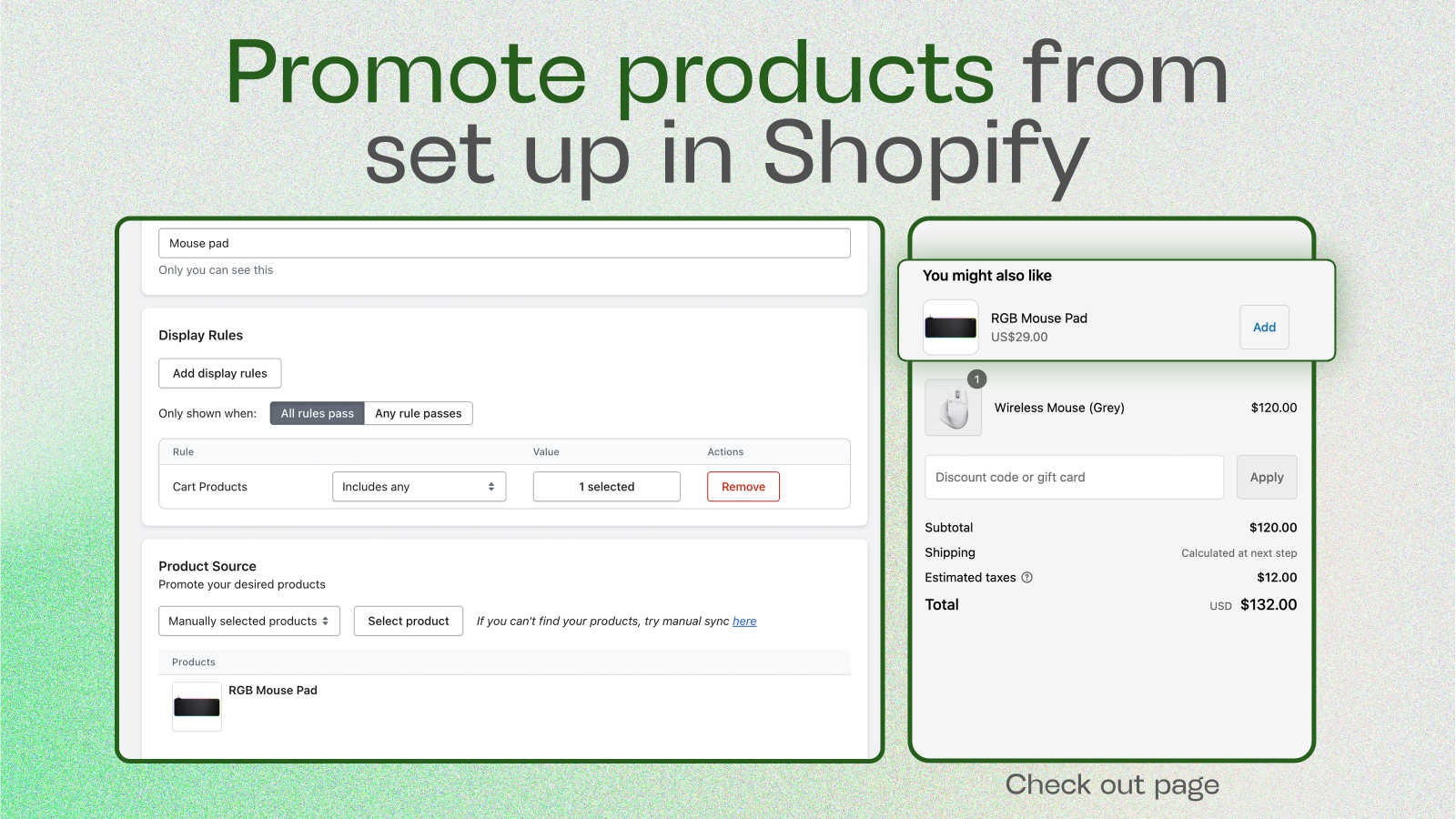Promova produtos a partir da configuração no Shopify