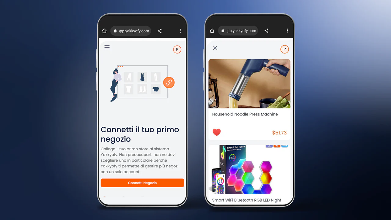 Dashboard e catalogo versione mobile