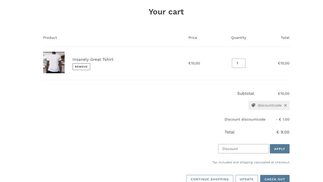 Discount box on the cart page