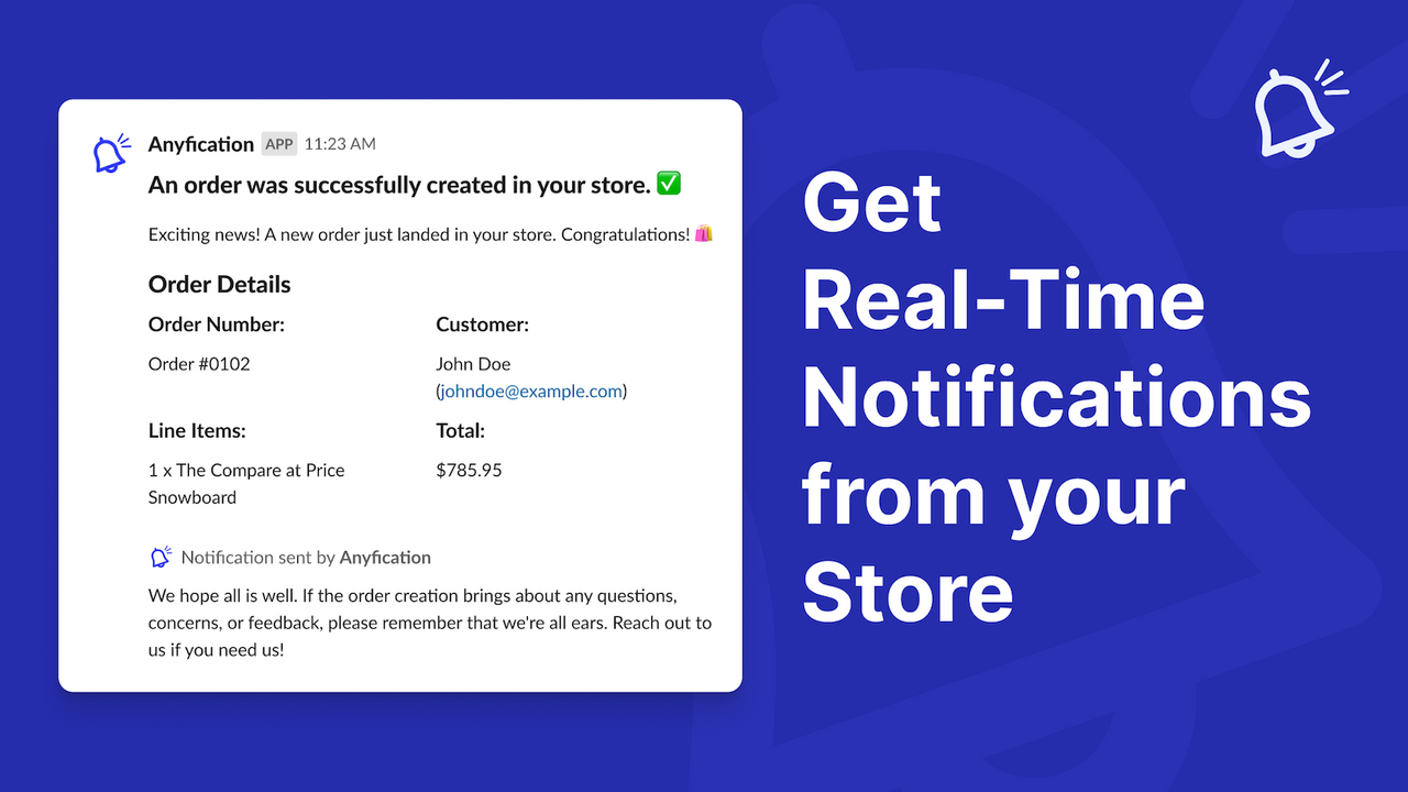 Notifications en temps réel de votre magasin