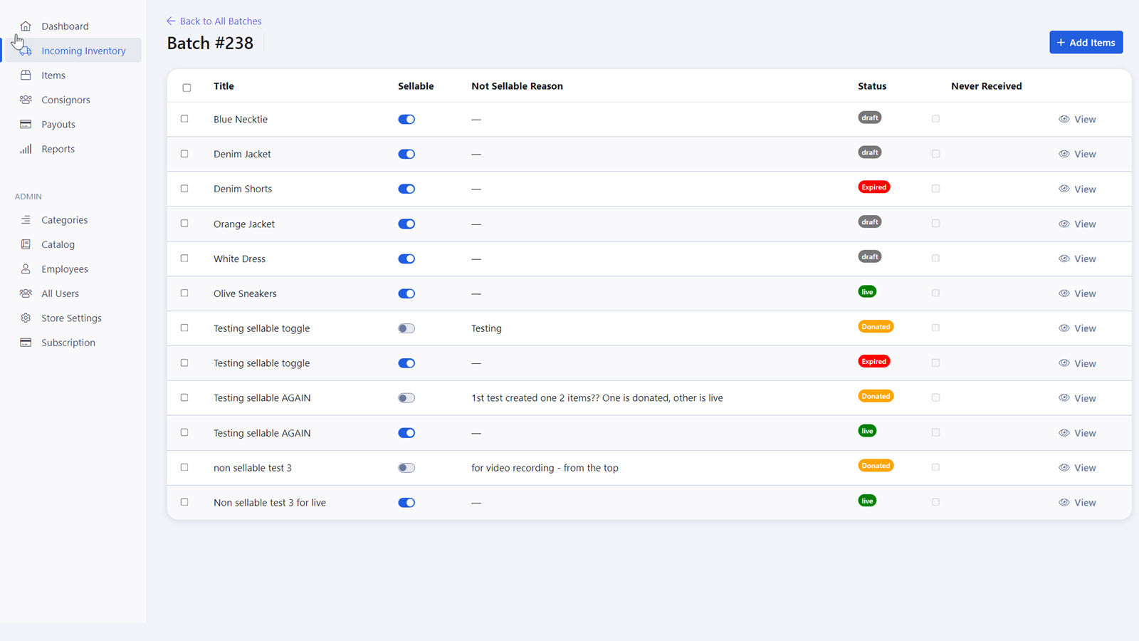 Aravenda Consignment Software Screenshot