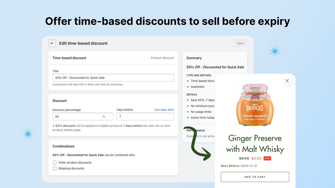 Offer time-based discounts to sell before expiry