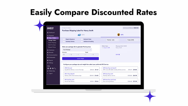 Visualisez facilement et comparez vos différentes options d'affranchissement!