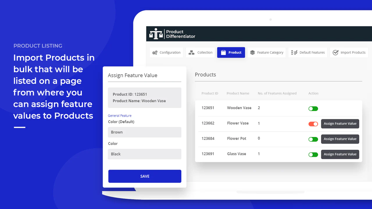 product differentiator product listing