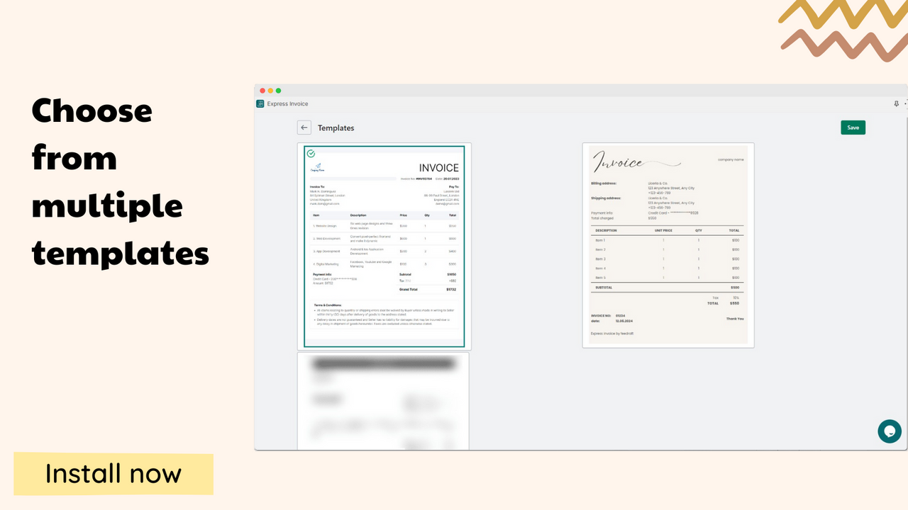 choose invoice templates