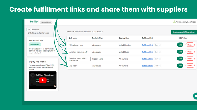 Maak fulfillment links om bestellingen met uw leverancier te delen!