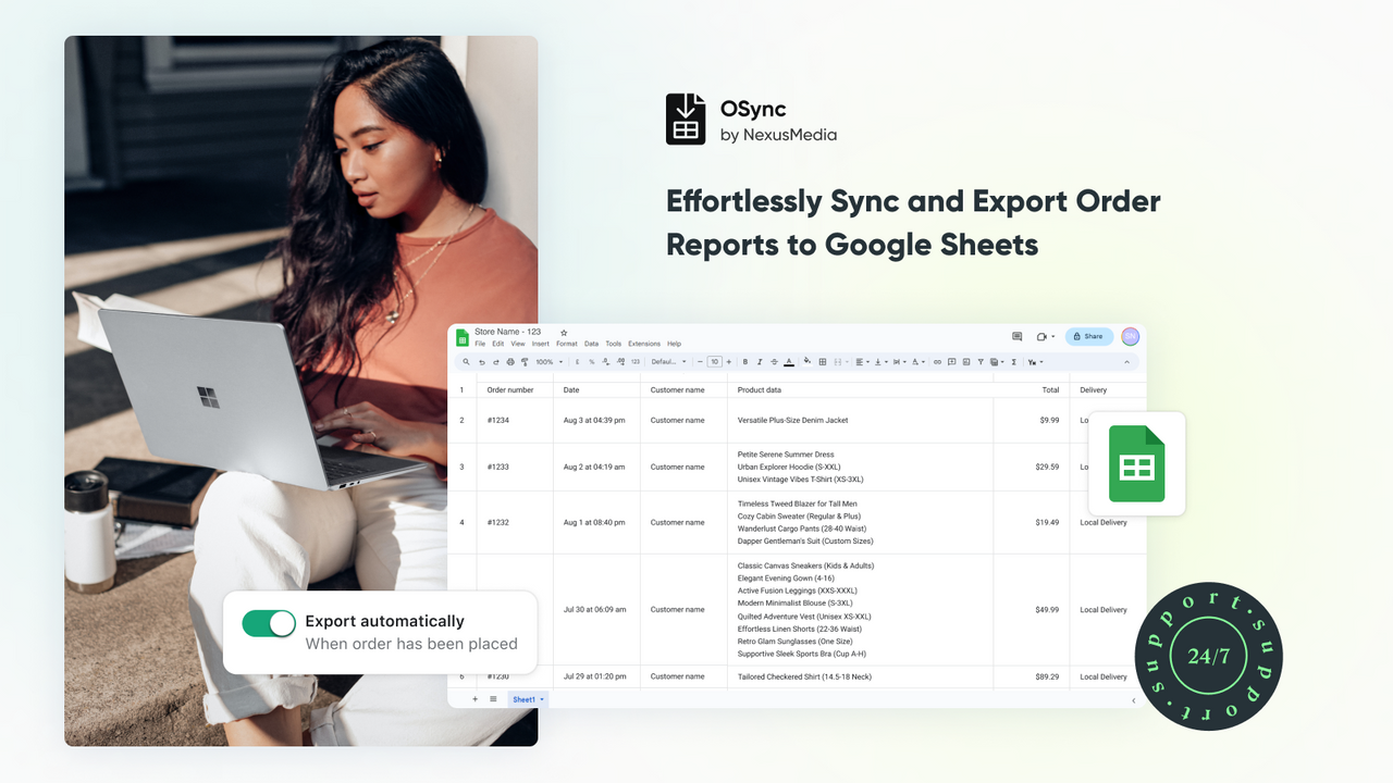 OSync: Export Orders to Sheet Screenshot