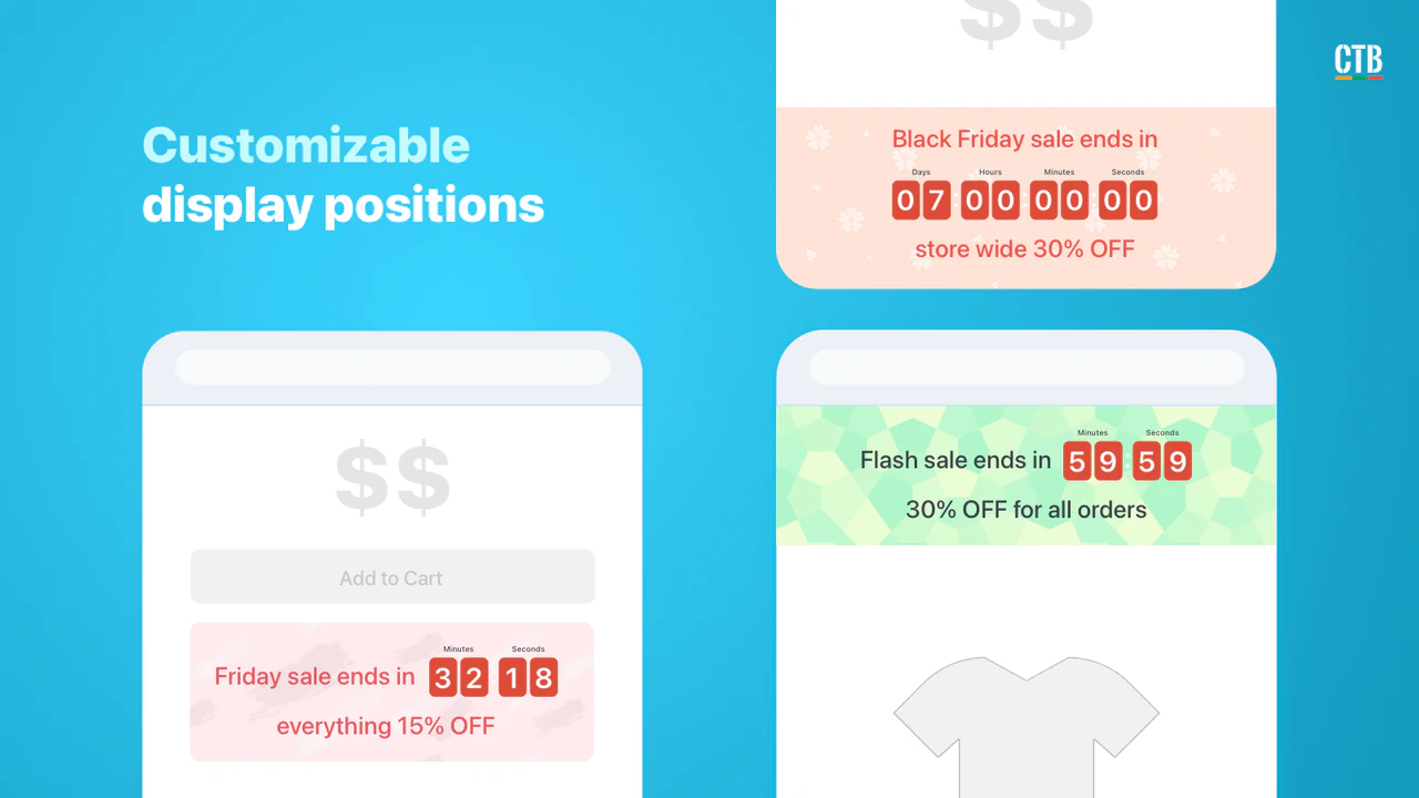 Shopify App, Countdown Timer Bar von Hextom, Flash-Sales, Dringlichkeit