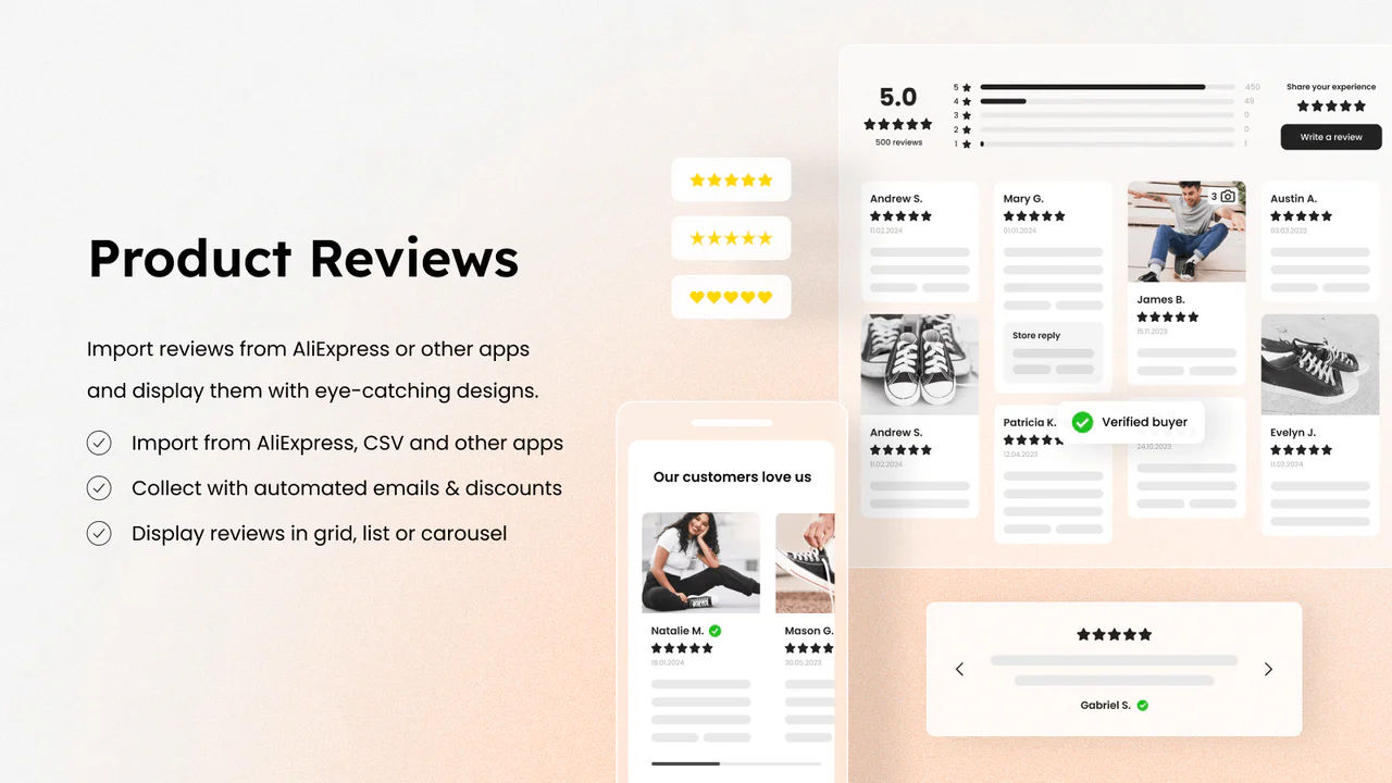 Product Reviews -  collect, import and display product reviews