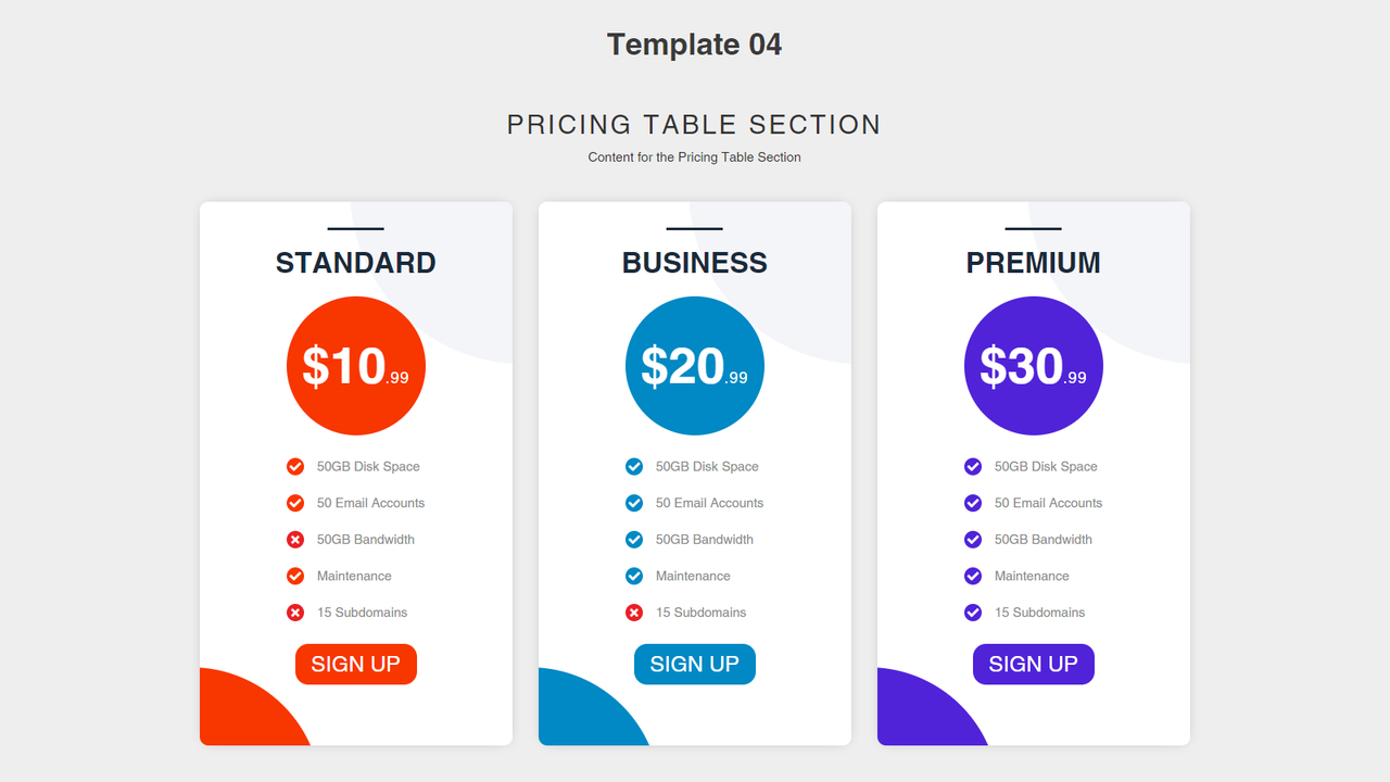 Pricing Table 03