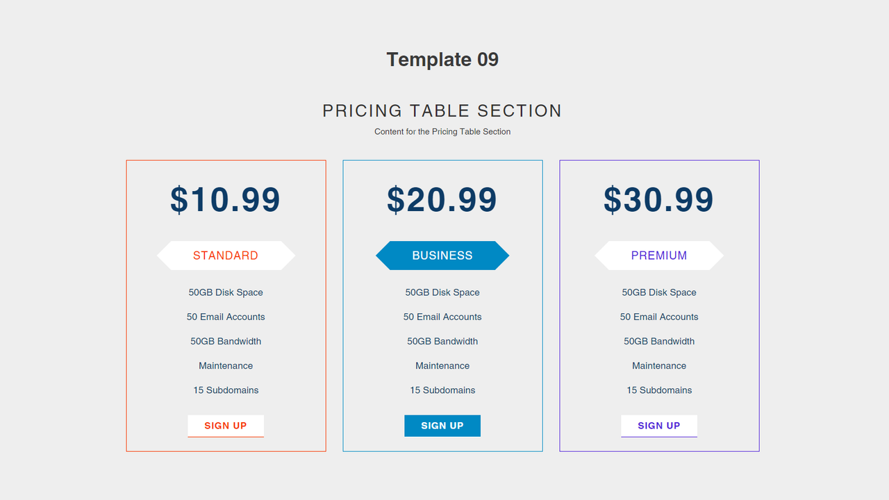 Table de Tarification 04