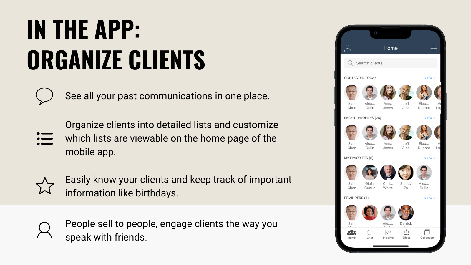 Organize your clients into lists 