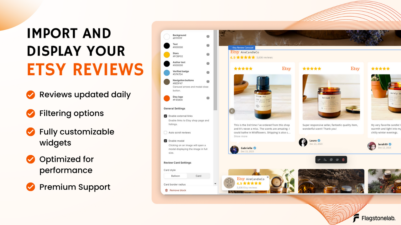 Import and Display your Etsy Reviews