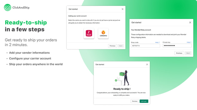 ClickAndShip - ready to ship in a few steps