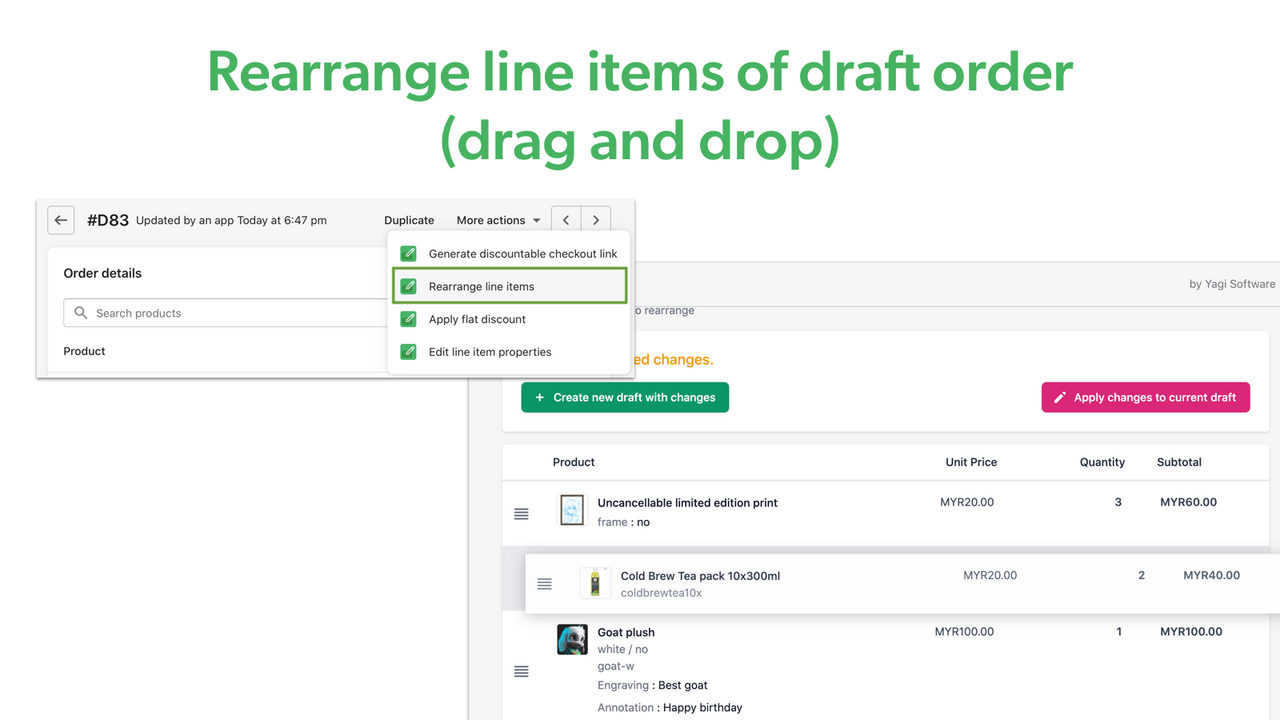Draftable ‑ Draft Order Helper - Add discount code, edit item