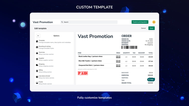 VP: Print Order ‑ PDF Invoices Screenshot