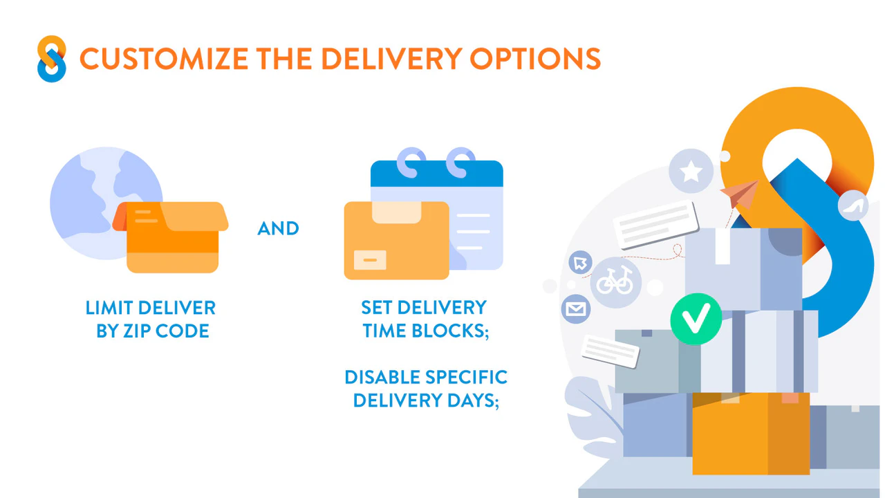 customize delivery options, limit delivery by zipcode, set time