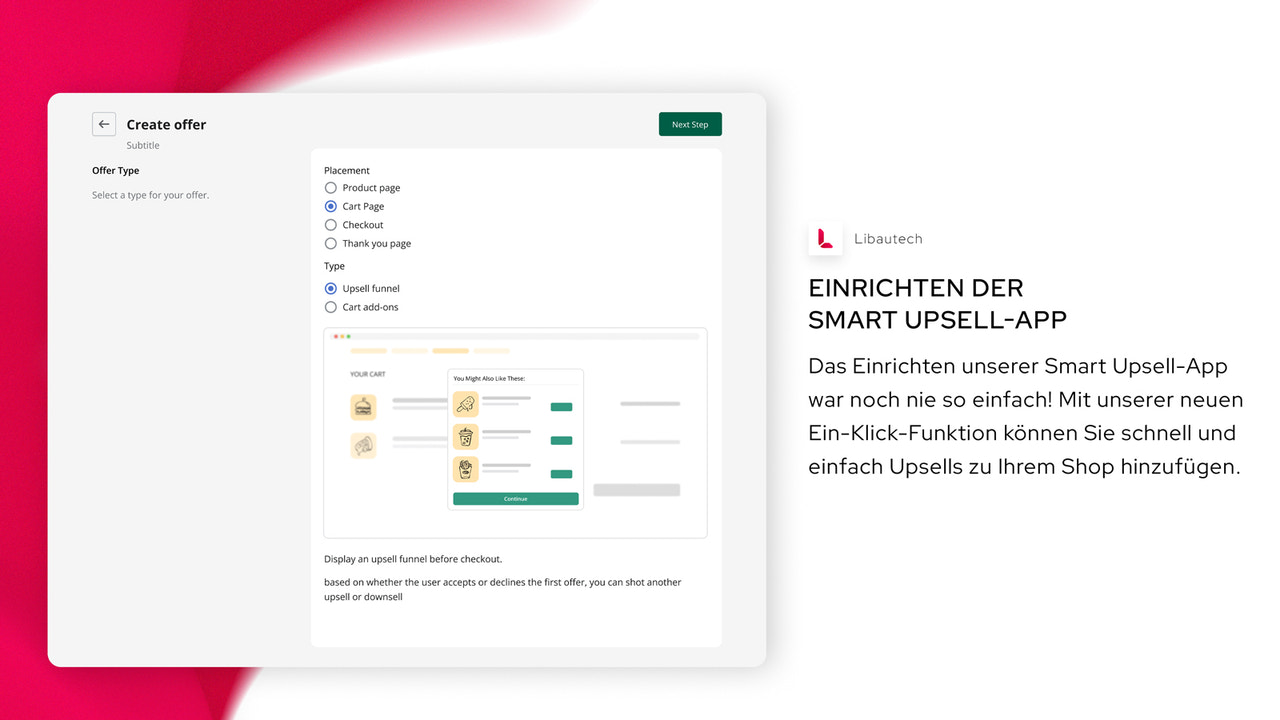 Einrichten der Smart Upsell-App