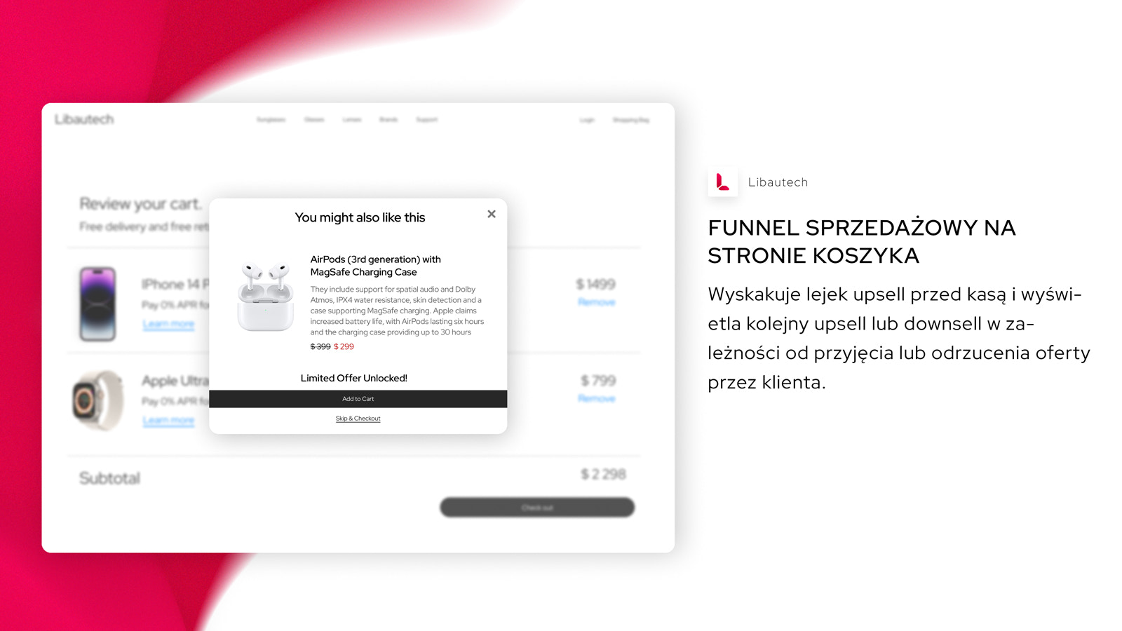 Funnel sprzedażowy na stronie koszyka