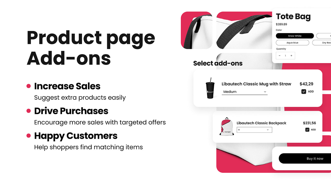 Product Add-ons on product page for upsell