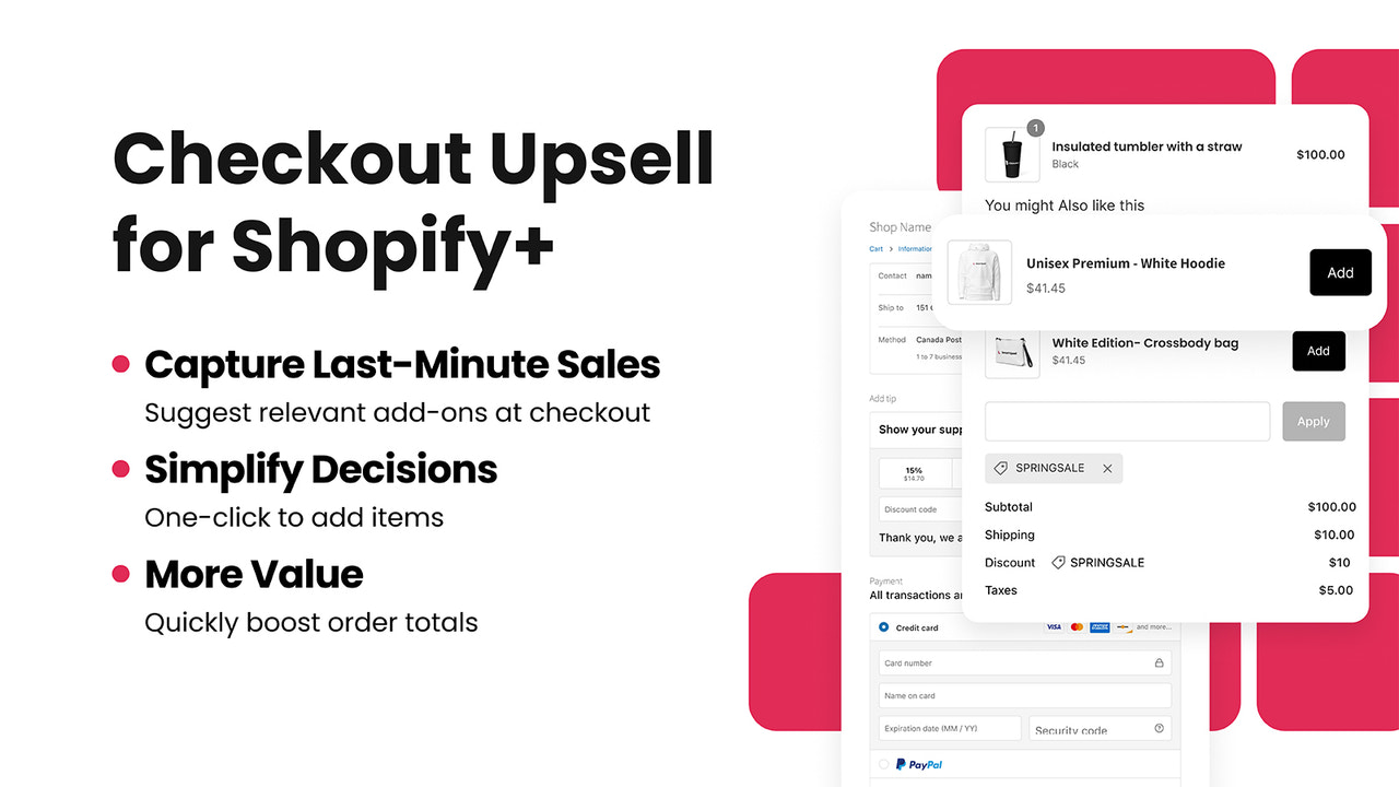 Checkout upsell offers for Shopify+ stores