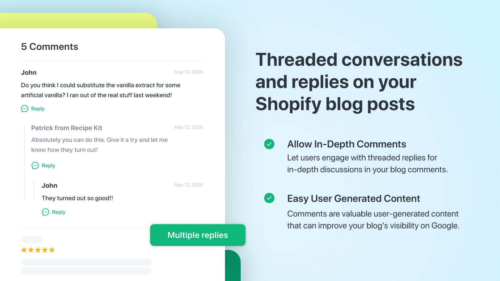Threaded conversations and replies on your blog posts.