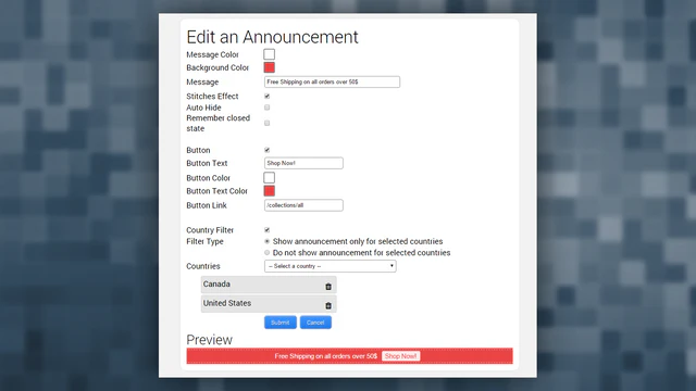 Announcement settings