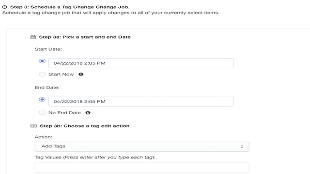 Scheduling a tag edit job