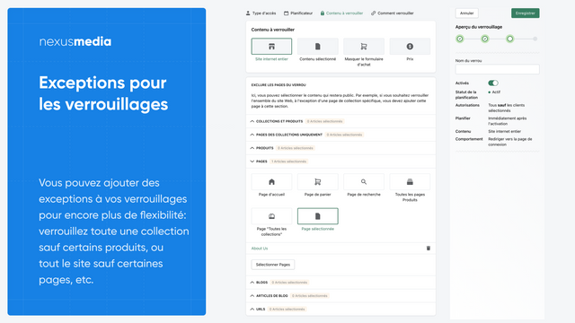 Exceptions pour les verrous, se connecter pour accéder