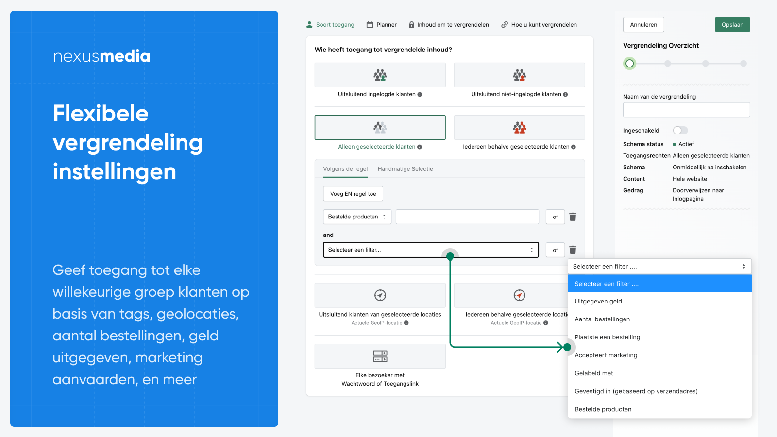 Flexibele vergrendeling instellingen, b2b login om te zien