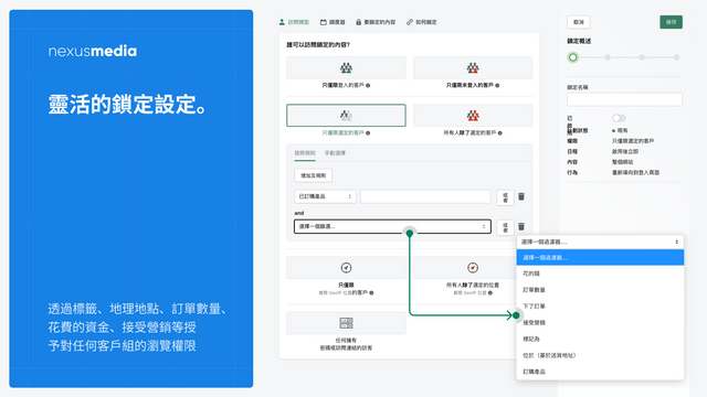 靈活的鎖定設定，b2b登入去查看內容