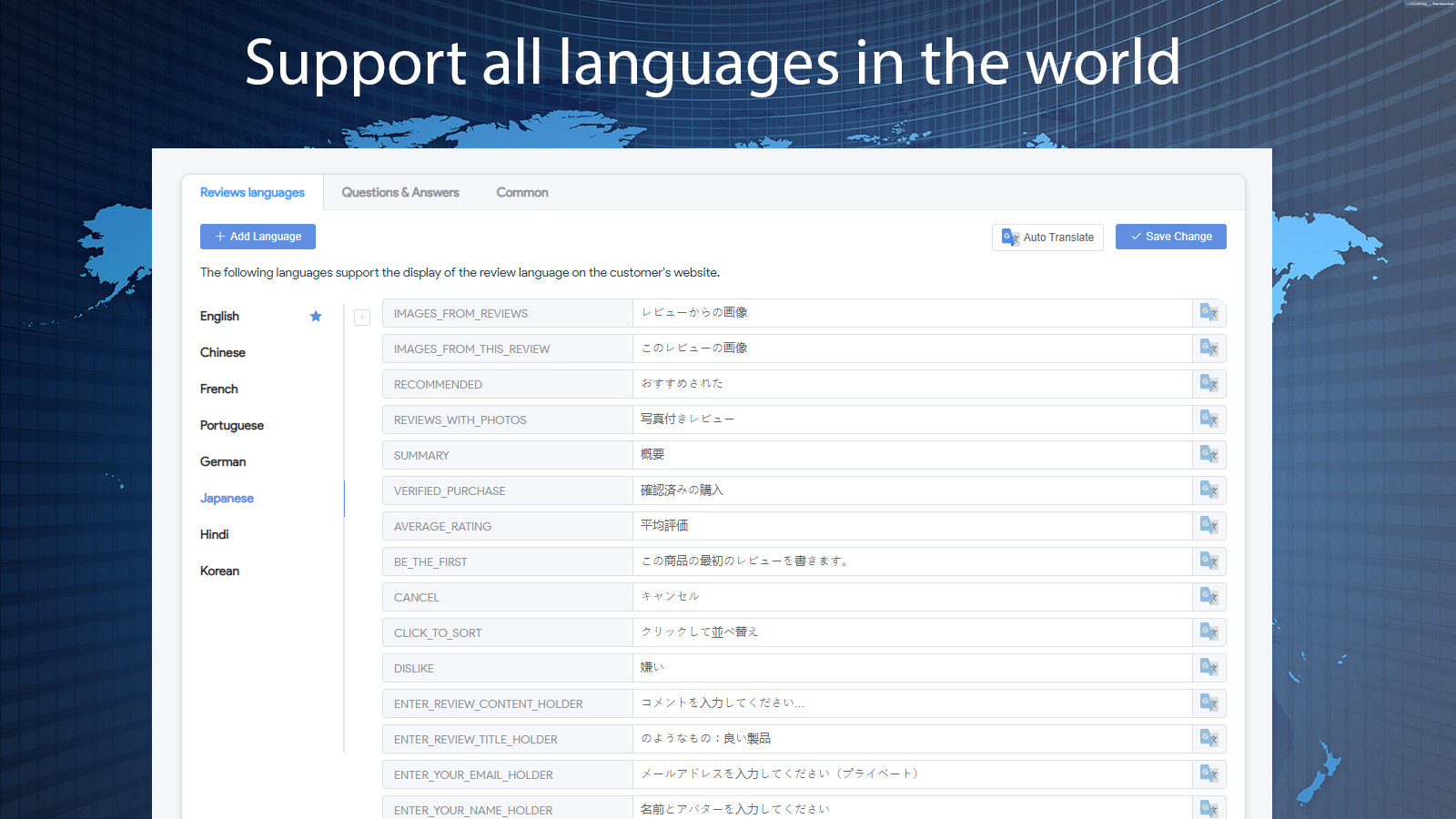 Support multiple languages