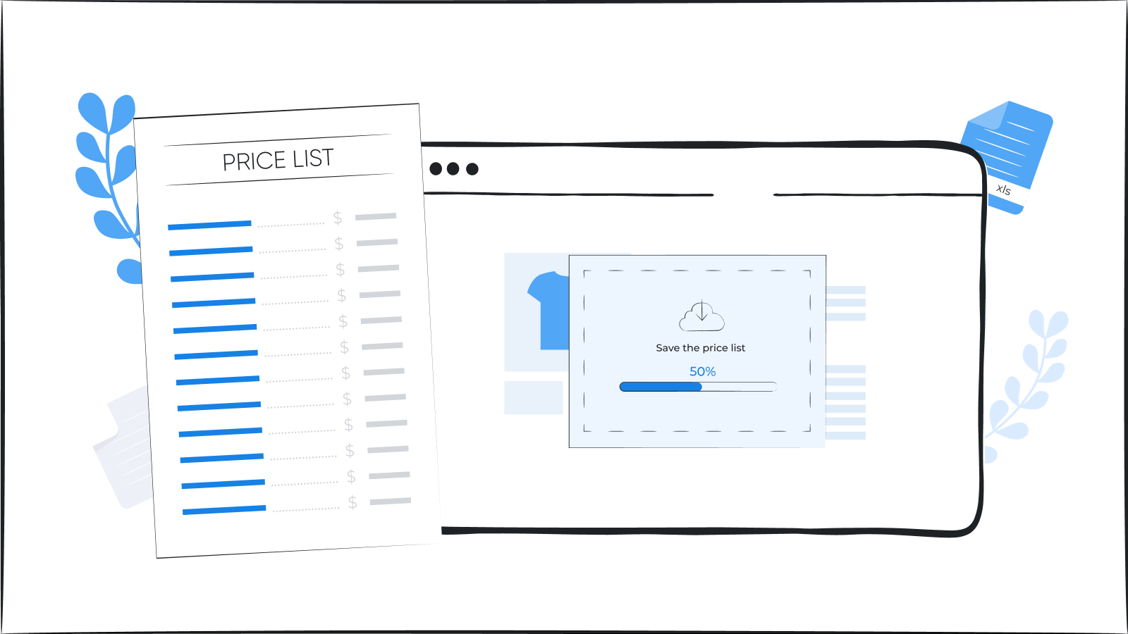 Tableau de tarification. Page de liste de produits. Catalogue de liste de prix PDF & XLS