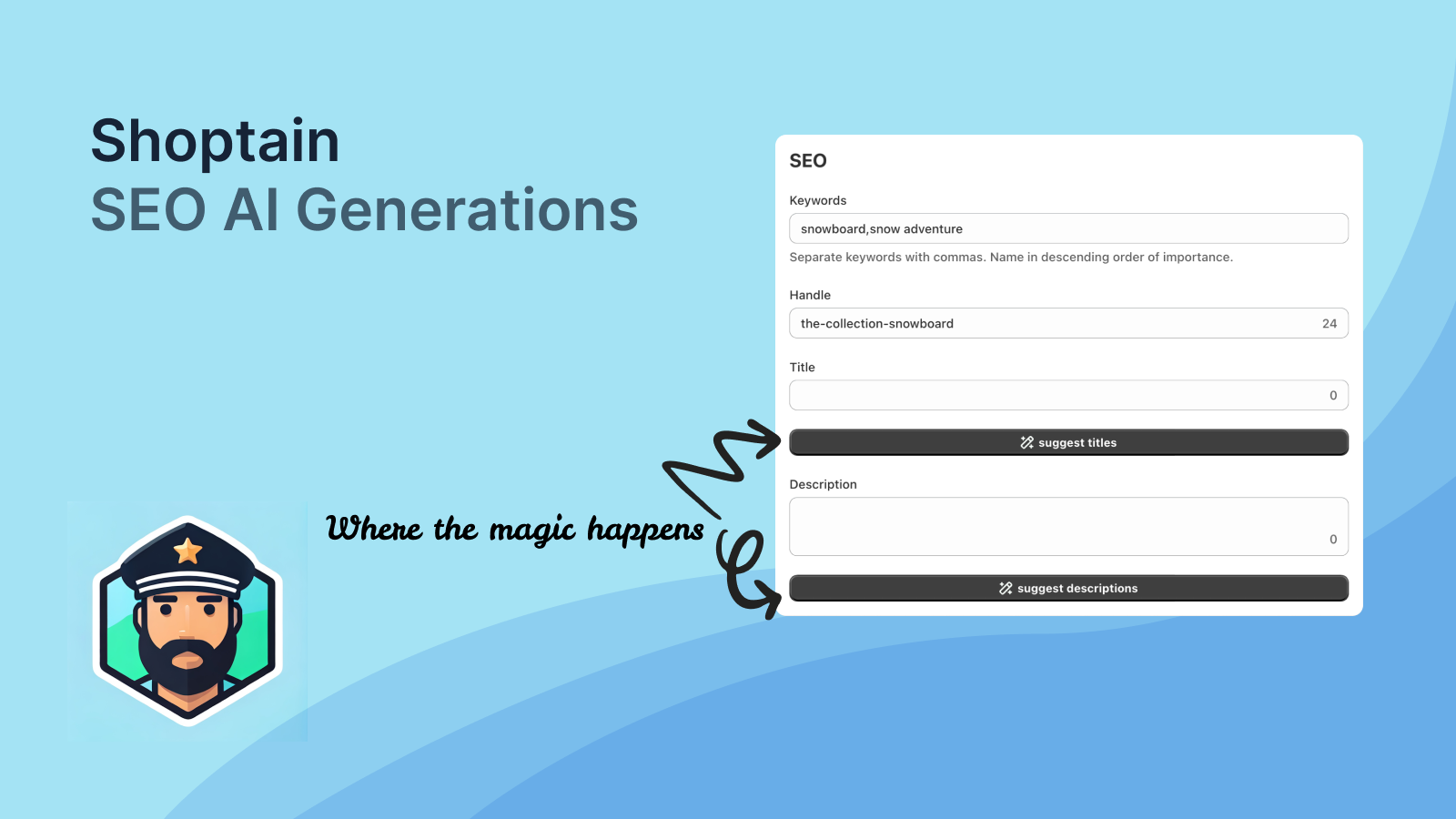 Shoptain – SEO AI Generations Screenshot