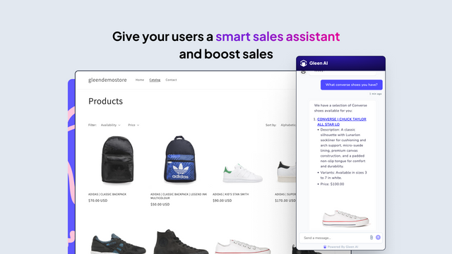 Gleen AI: Dê aos seus usuários um assistente de vendas inteligente e aumente as vendas