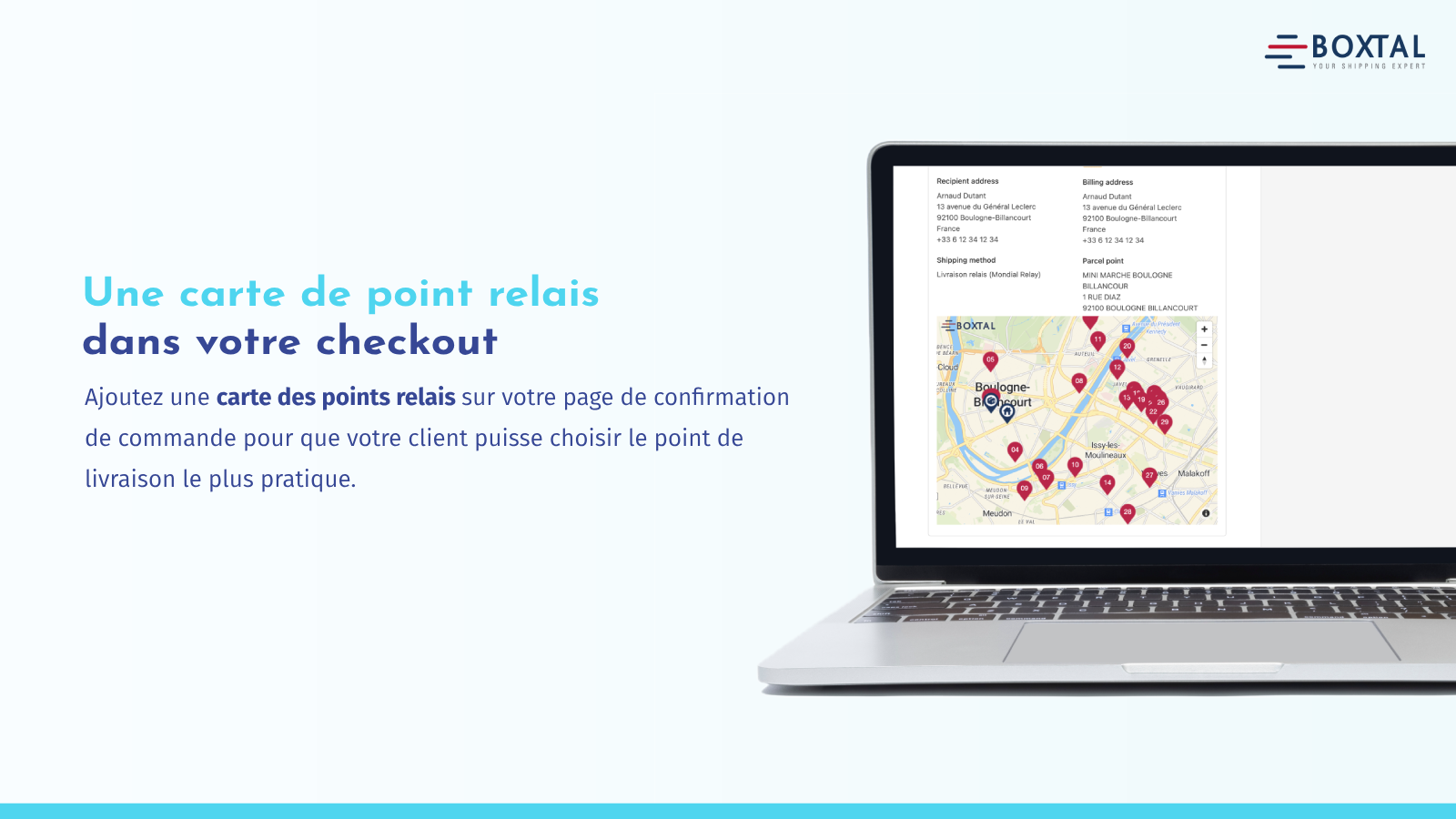 Une carte de point relais dans votre checkout