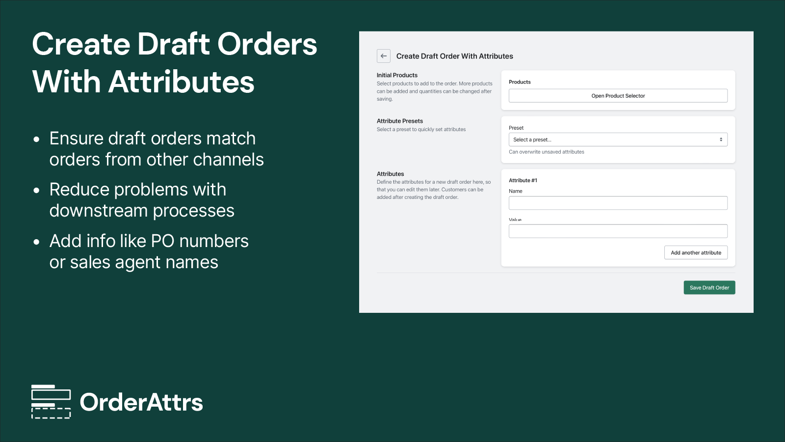 Create Draft Orders with Order Attributes
