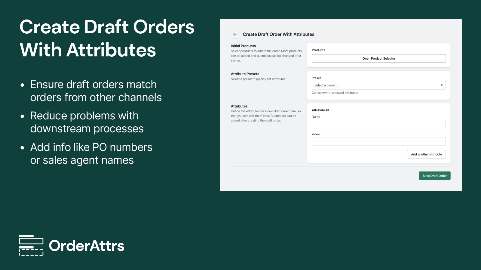 OrderAttrs Screenshot