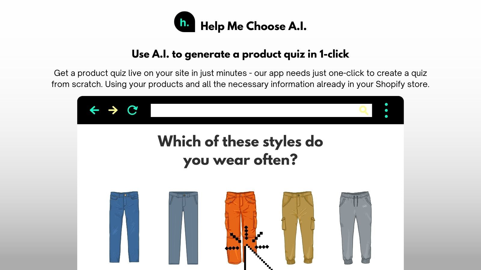 Help Me Choose AI Product Quiz Screenshot