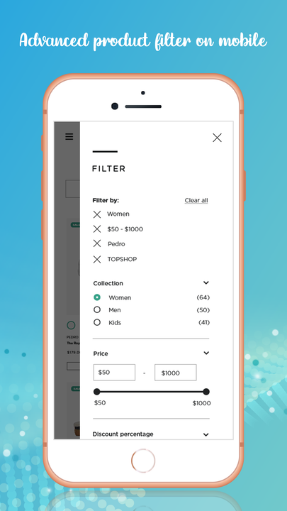 Advanced product filter on mobile