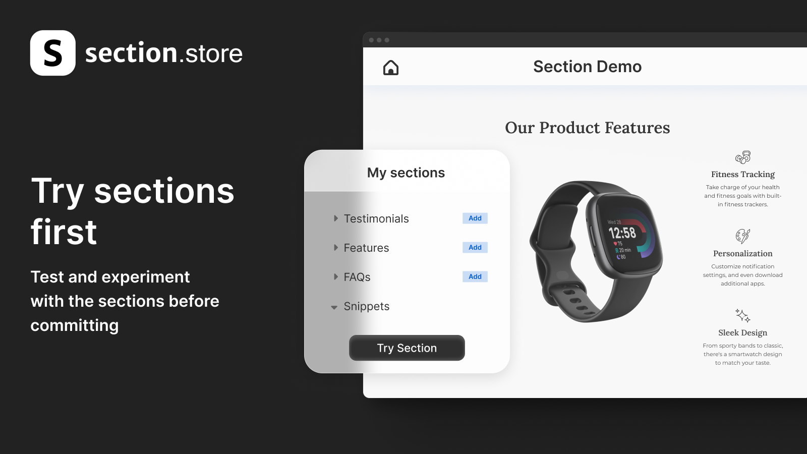 Section Store: Theme sections Screenshot