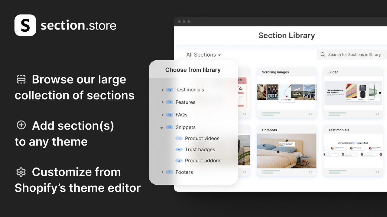 section store - biblioteca de seções Shopify