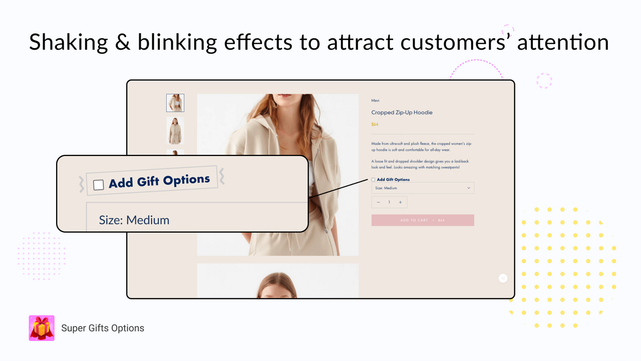 Attract visitors' attention to the gift options with animations