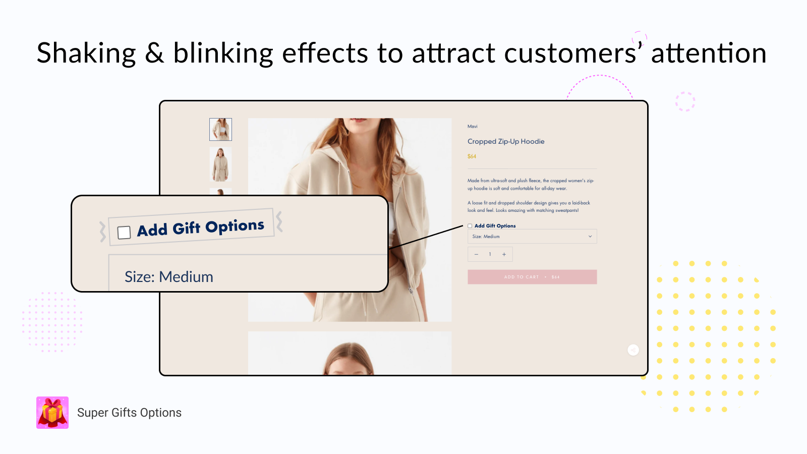 Attract visitors' attention to the gift options with animations
